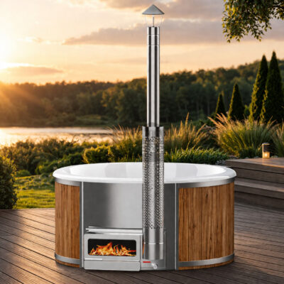 Ciubăr rotund din fibră de sticlă - incalzitor integrat Horizon thermo wood
