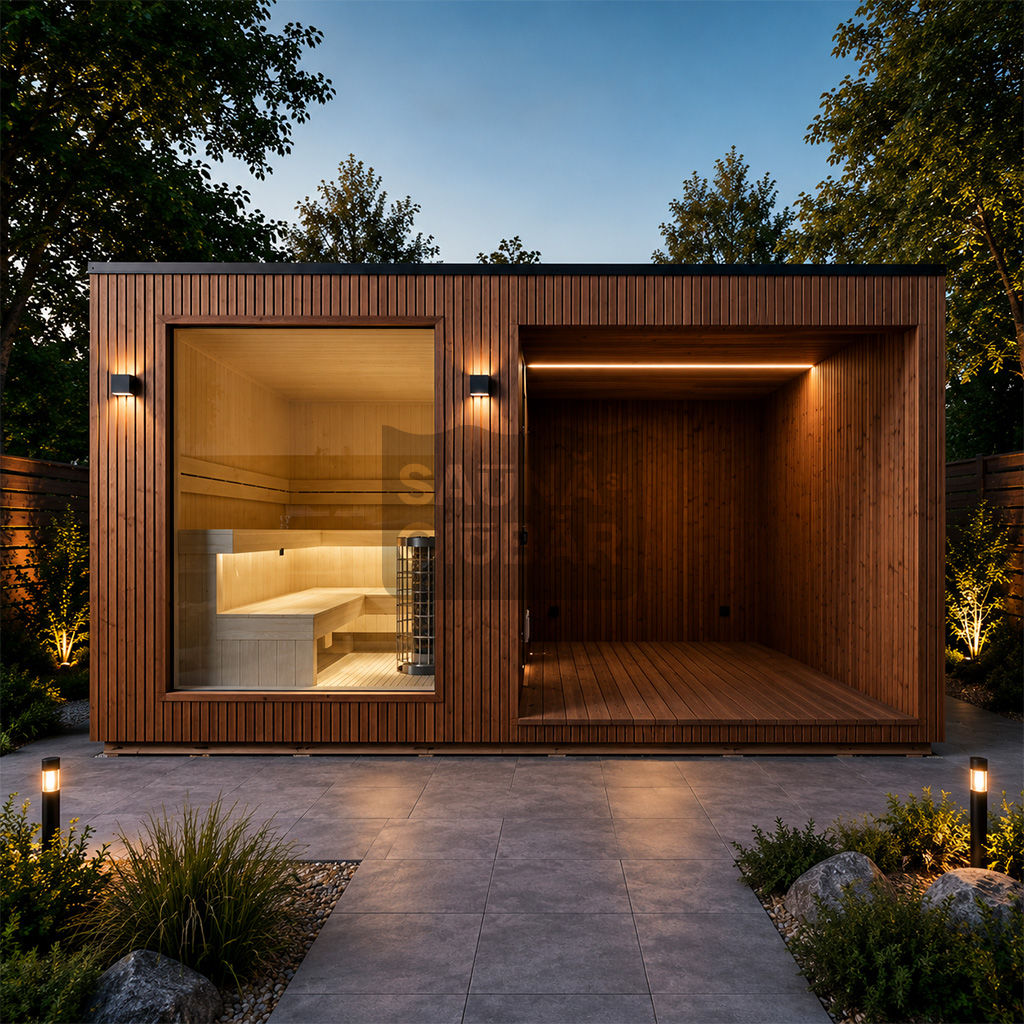 Sauă tip cadru HIDEAWAY cu terasă, izolat, 240×520